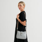100% Genuine Leather Textured Casual Sling Bag with Adjustable Strap - Grey_8516624_2