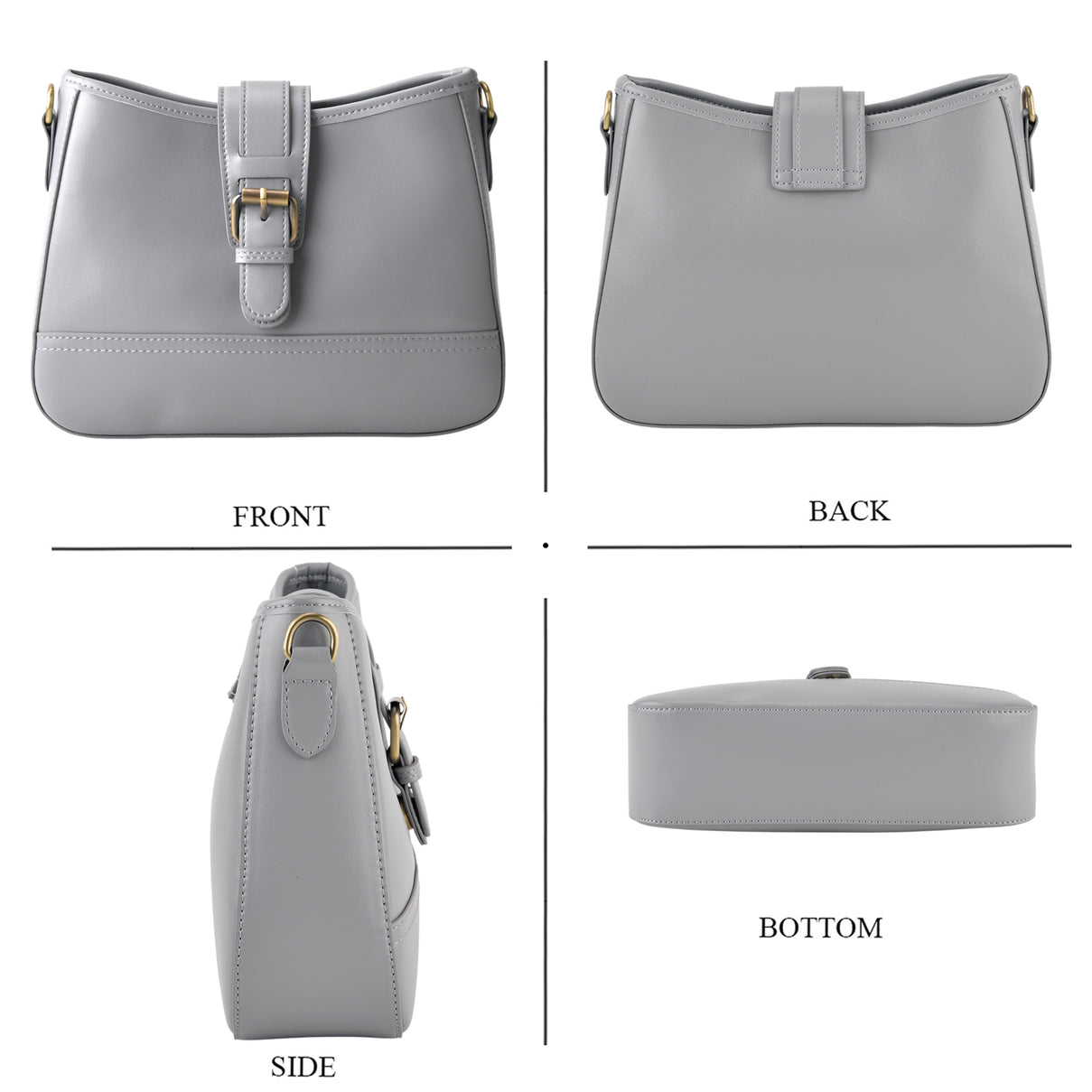100% Genuine Leather Textured Casual Sling Bag with Adjustable Strap - Grey 8516624 3