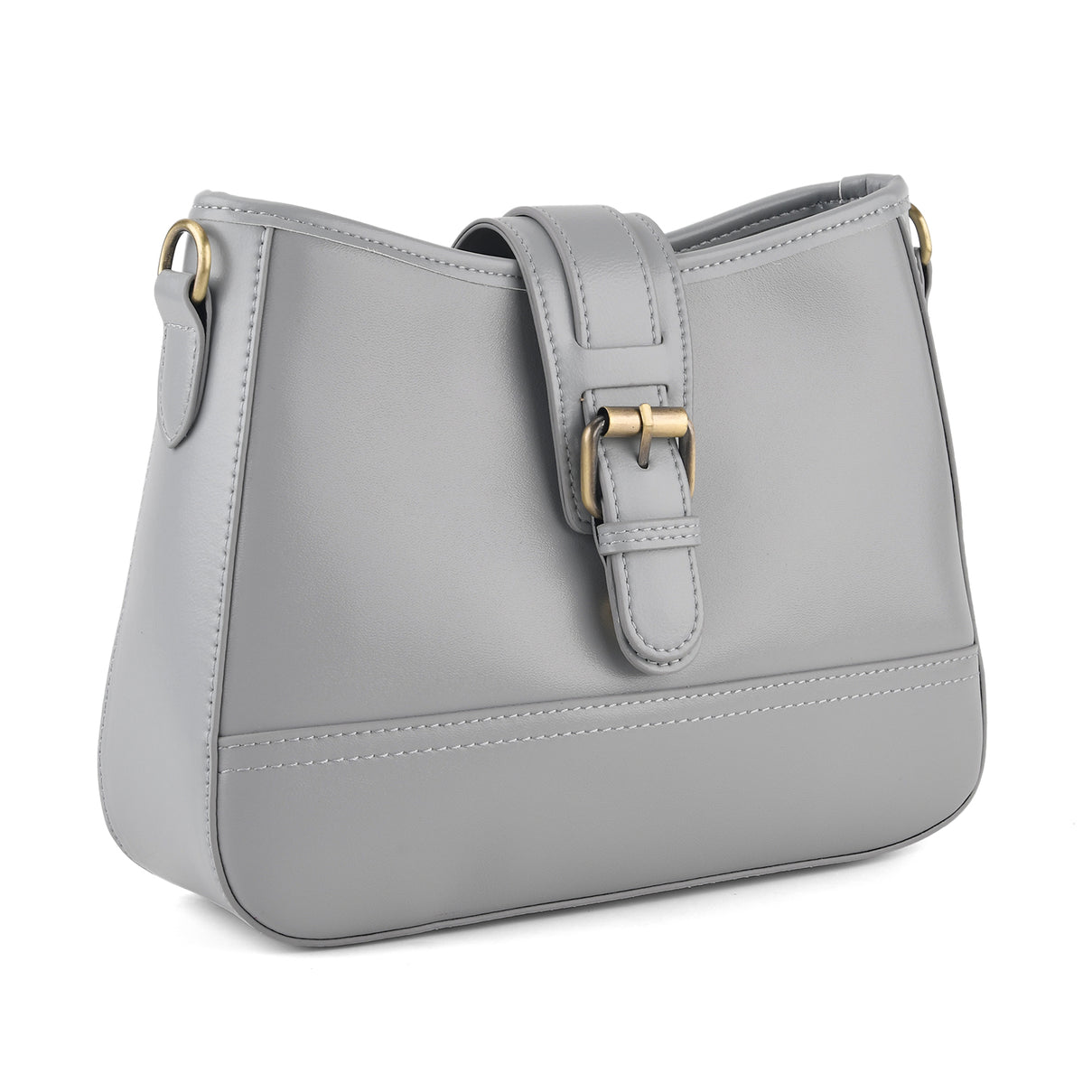 100% Genuine Leather Textured Casual Sling Bag with Adjustable Strap - Grey 8516624 5