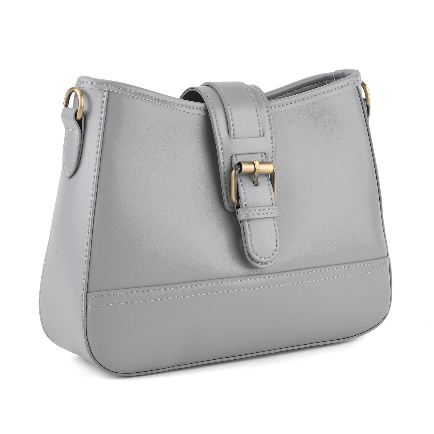 100% Genuine Leather Textured Casual Sling Bag with Adjustable Strap - Grey 8516624 5
