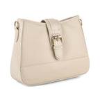 100% Genuine Leather Textured Casual Sling Bag with Adjustable Strap - Cream_8516626_6