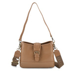100% Genuine Leather Textured Casual Sling Bag with Adjustable Strap - Beige_8516627