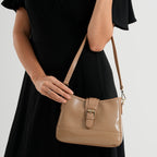 100% Genuine Leather Textured Casual Sling Bag with Adjustable Strap - Beige_8516627_3