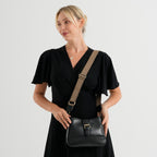 100% Genuine Leather Textured Casual Sling Bag with Adjustable Strap - Black_8516628_2