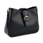 100% Genuine Leather Textured Casual Sling Bag with Adjustable Strap - Black_8516628_6