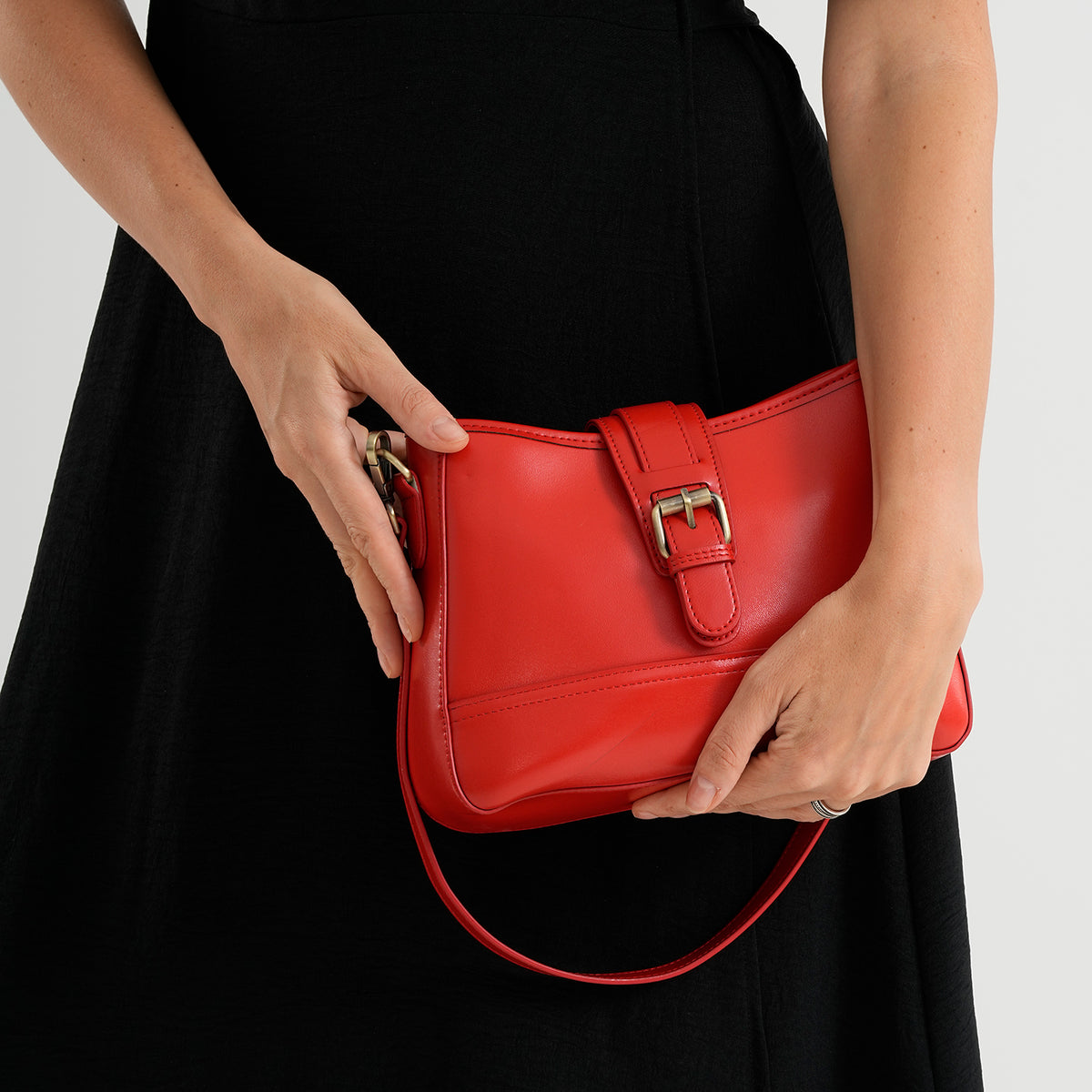 100% Genuine Leather Textured Casual Sling Bag with Adjustable Strap - Red V32517528 3