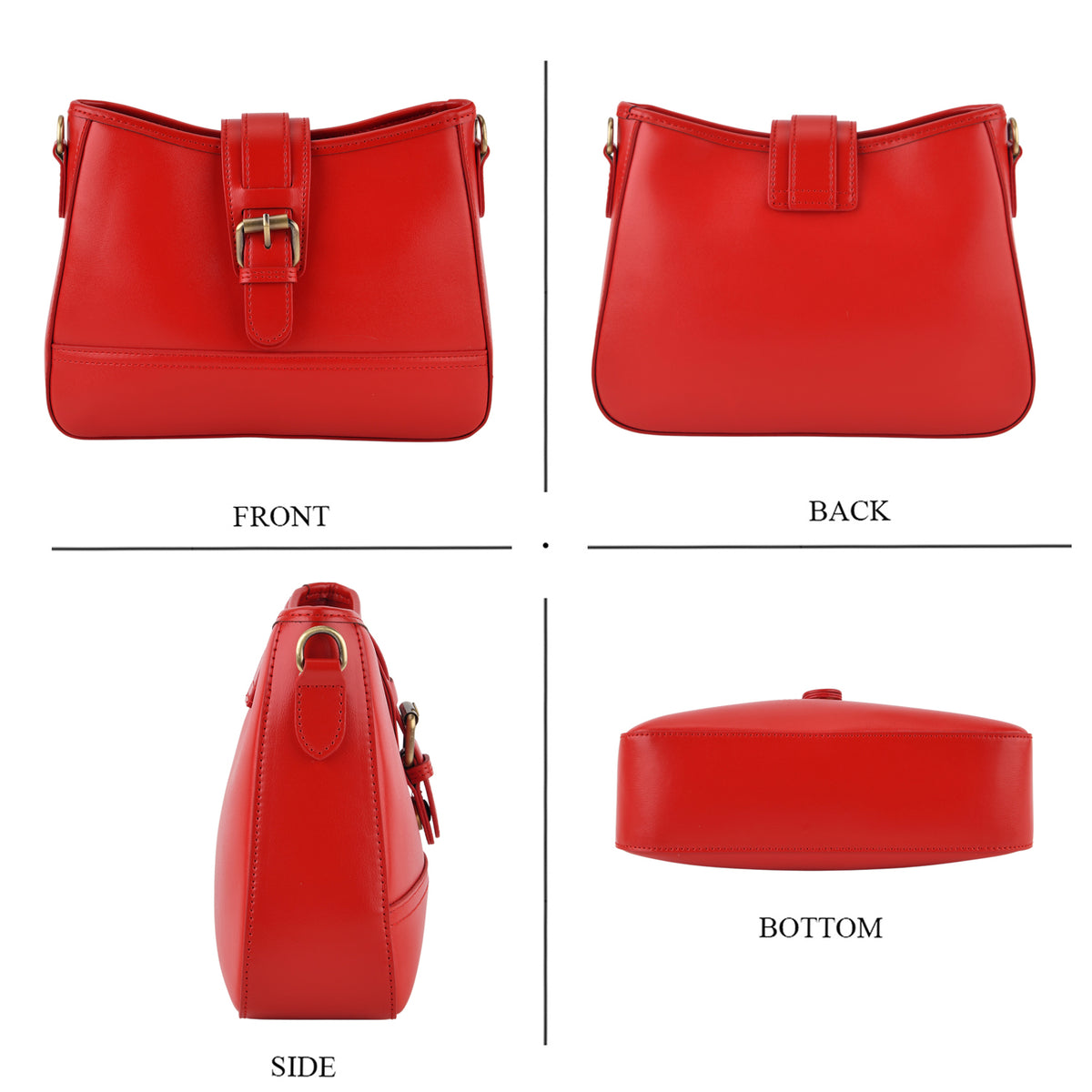 100% Genuine Leather Textured Casual Sling Bag with Adjustable Strap - Red V32517528 4