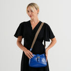 100% Genuine Leather Textured Casual Sling Bag with Adjustable Strap - Cobalt Blue_8516630_2