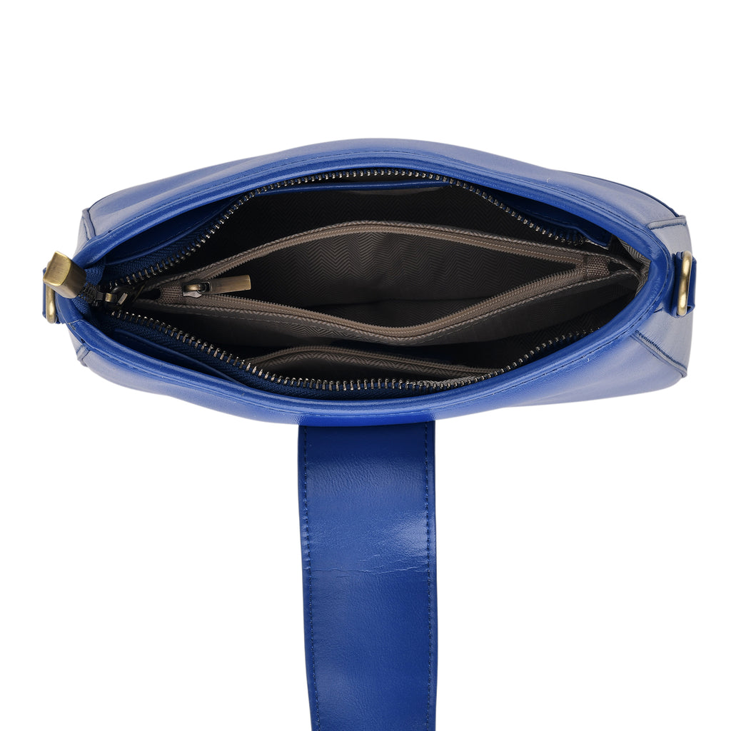 100% Genuine Leather Textured Casual Sling Bag with Adjustable Strap - Cobalt Blue_8516630_5