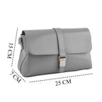 Genuine Leather Flap Over Crossbody Bag with 2 Interchangeable Straps - Grey_8516643_7