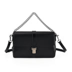 Genuine Leather Flap Over Crossbody Bag with 2 Interchangeable Straps - Black_8516644