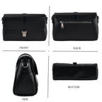 Genuine Leather Flap Over Crossbody Bag with 2 Interchangeable Straps - Black_8516644_3