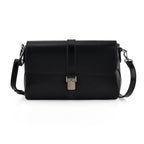 Genuine Leather Flap Over Crossbody Bag with 2 Interchangeable Straps - Black_8516644_4