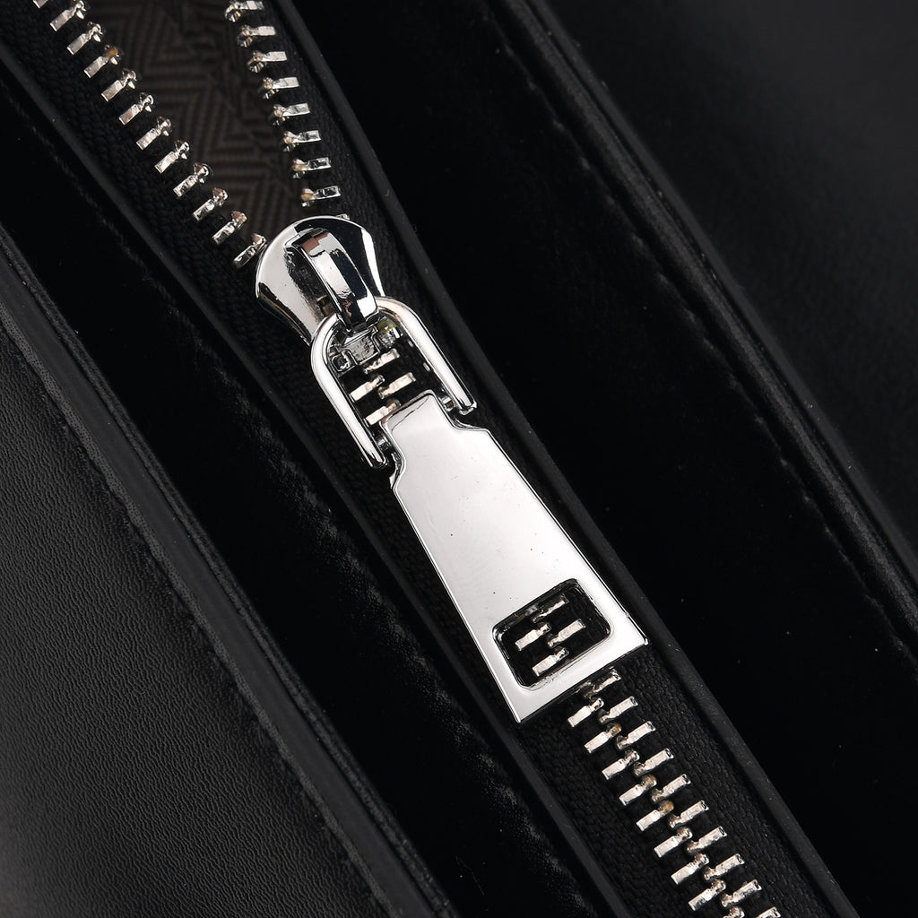 Genuine Leather Flap Over Crossbody Bag with 2 Interchangeable Straps - Black_8516644_5