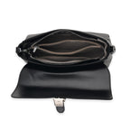 Genuine Leather Flap Over Crossbody Bag with 2 Interchangeable Straps - Black_8516644_6