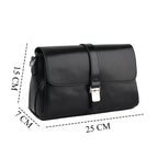 Genuine Leather Flap Over Crossbody Bag with 2 Interchangeable Straps - Black_8516644_7