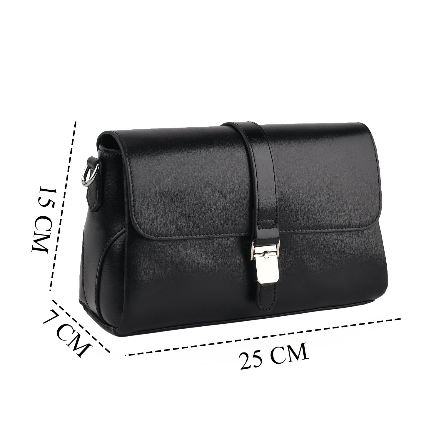 Genuine Leather Flap Over Crossbody Bag with 2 Interchangeable Straps - Black V32514735 8
