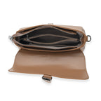 Genuine Leather Flap Over Crossbody Bag with 3 Interchangeable Straps - Khaki_8516645_6