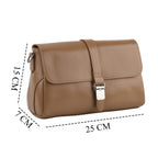 Genuine Leather Flap Over Crossbody Bag with 3 Interchangeable Straps - Khaki_8516645_7