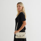 Genuine Leather Flap Over Crossbody Bag with 2 Interchangeable Straps - Beige_8516646_1