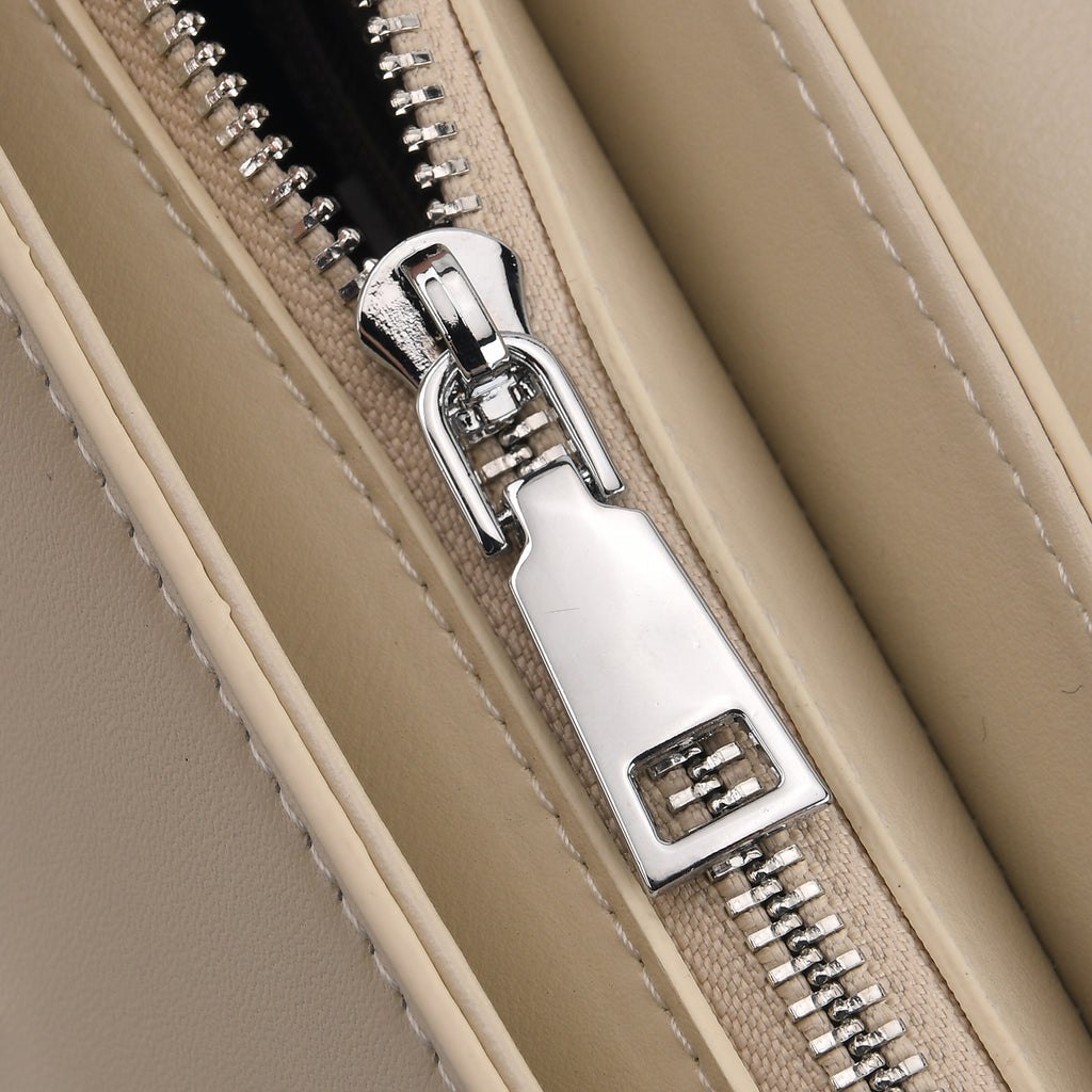 Genuine Leather Flap Over Crossbody Bag with 2 Interchangeable Straps - Beige_8516646_5