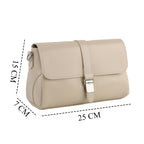Genuine Leather Flap Over Crossbody Bag with 2 Interchangeable Straps - Beige_8516646_7