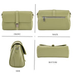 Genuine Leather Flap Over Crossbody Bag with 3 Interchangeable Straps - Apple Green_8516647_3