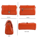 Genuine Leather Flap Over Crossbody Bag with 2 Interchangeable Straps - Orange_8516648_3