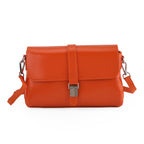Genuine Leather Flap Over Crossbody Bag with 2 Interchangeable Straps - Orange_8516648_4