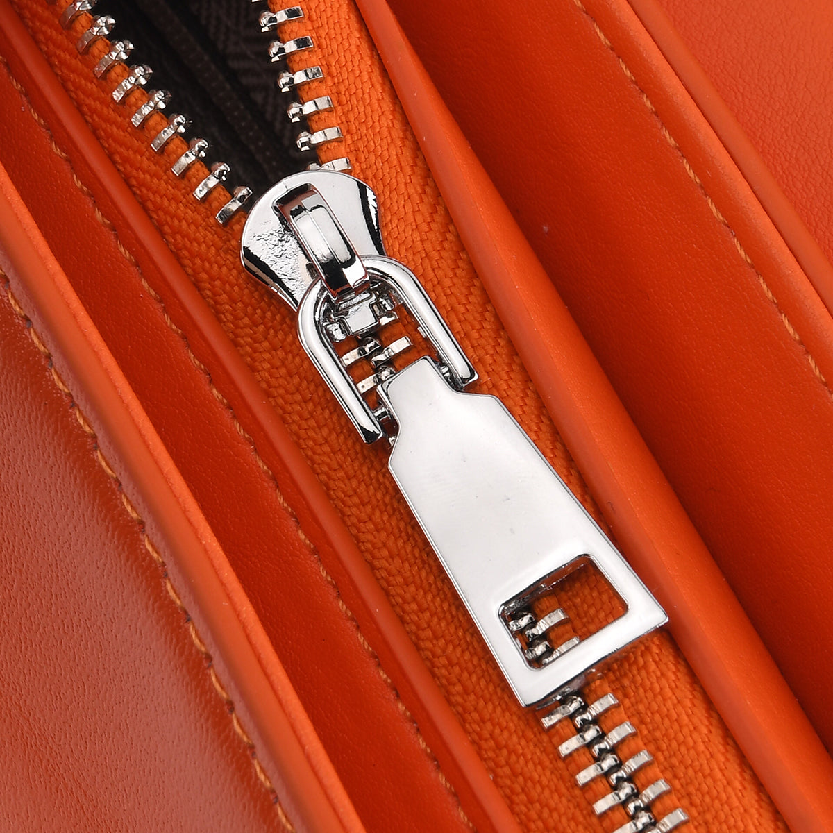 Genuine Leather Flap Over Crossbody Bag with 2 Interchangeable Straps - Orange V32515268 6