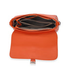 Genuine Leather Flap Over Crossbody Bag with 2 Interchangeable Straps - Orange_8516648_6
