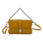Genuine Leather Flap Over Crossbody Bag with 3 Interchangeable Straps - Yellow_8516649