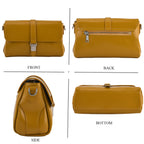 Genuine Leather Flap Over Crossbody Bag with 3 Interchangeable Straps - Yellow_8516649_3