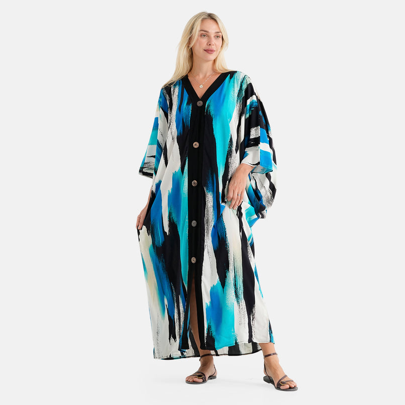 La Marey Printed Kaftan (Size - One Size) - Blue_8516652