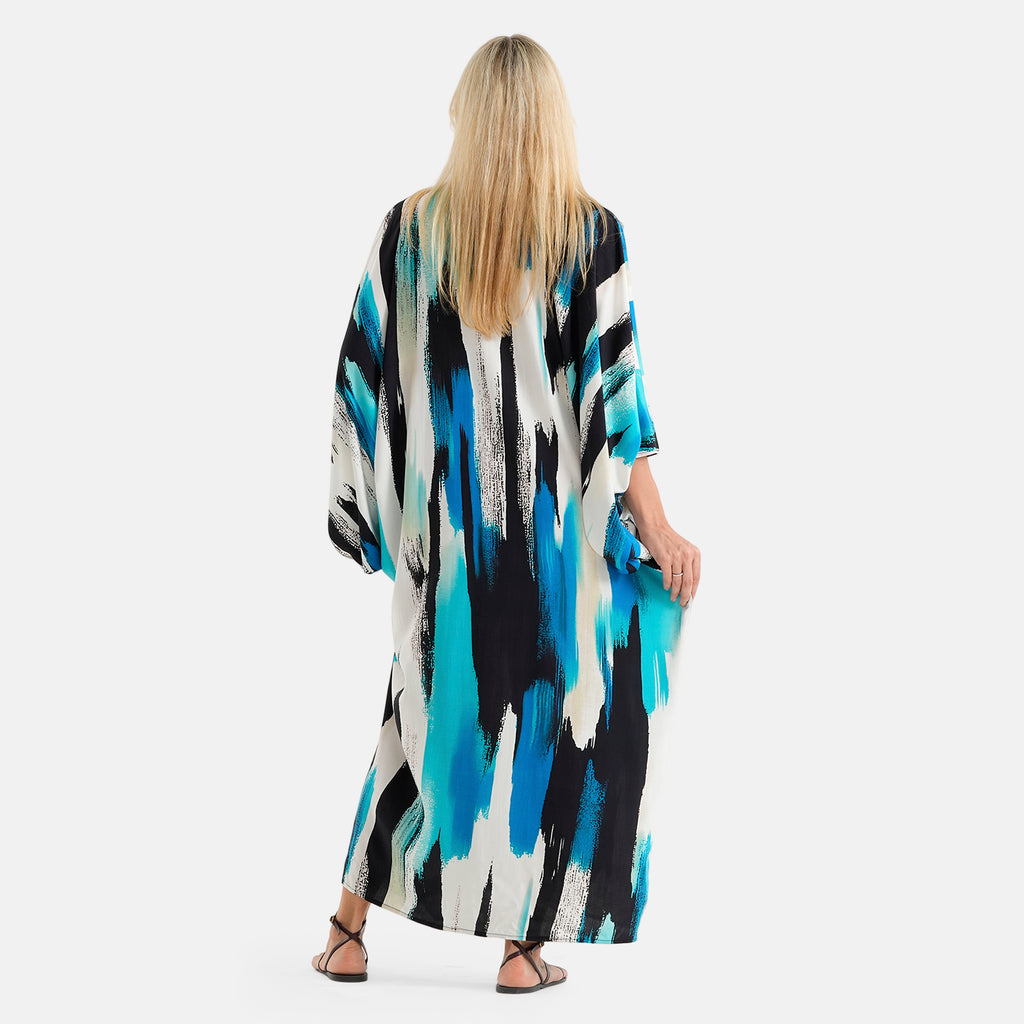 La Marey Printed Kaftan (Size - One Size) - Blue_8516652_1