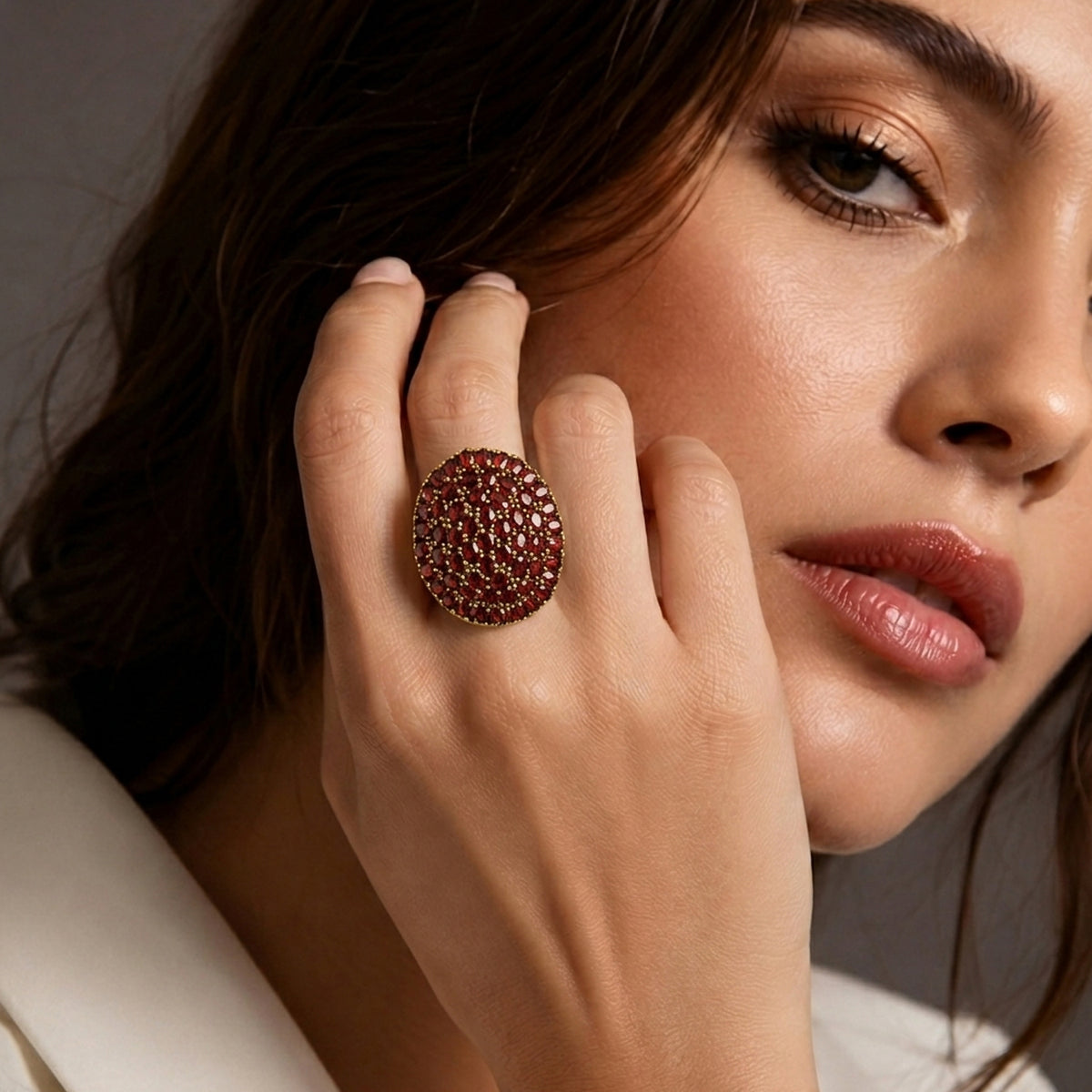 Red Garnet Cluster Ring 13.00 Ct. V32521824 3
