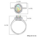 Ethiopian Opal & SI-G/H Lab Grown Diamond Halo Ring in Platinum Overlay Sterling Silver 1.45 Ct._8516814_5