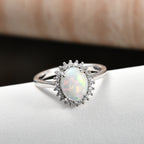 Ethiopian Opal & SI-G/H Lab Grown Diamond Halo Ring in Platinum Overlay Sterling Silver 1.45 Ct._8516815_2
