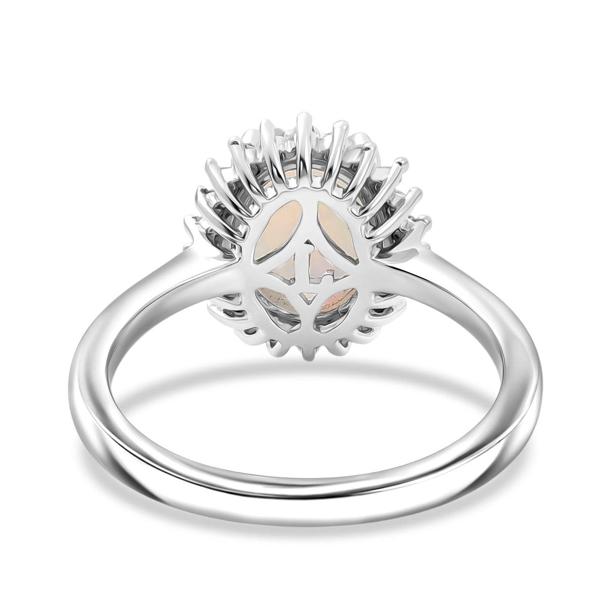 Ethiopian Opal &amp; SI-G/H Lab Grown Diamond Halo Ring in Platinum Overlay Sterling Silver 1.45 Ct. V32520583 5
