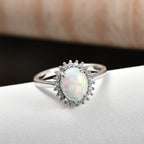 Ethiopian Opal & SI-G/H Lab Grown Diamond Halo Ring in Platinum Overlay Sterling Silver 1.45 Ct._8516818_2