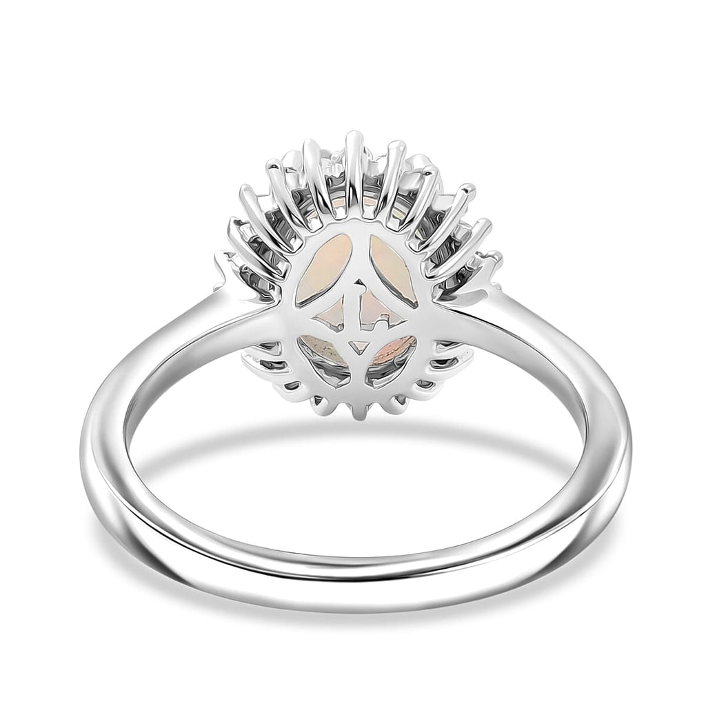 Ethiopian Opal & SI-G/H Lab Grown Diamond Halo Ring in Platinum Overlay Sterling Silver 1.45 Ct._8516818_4