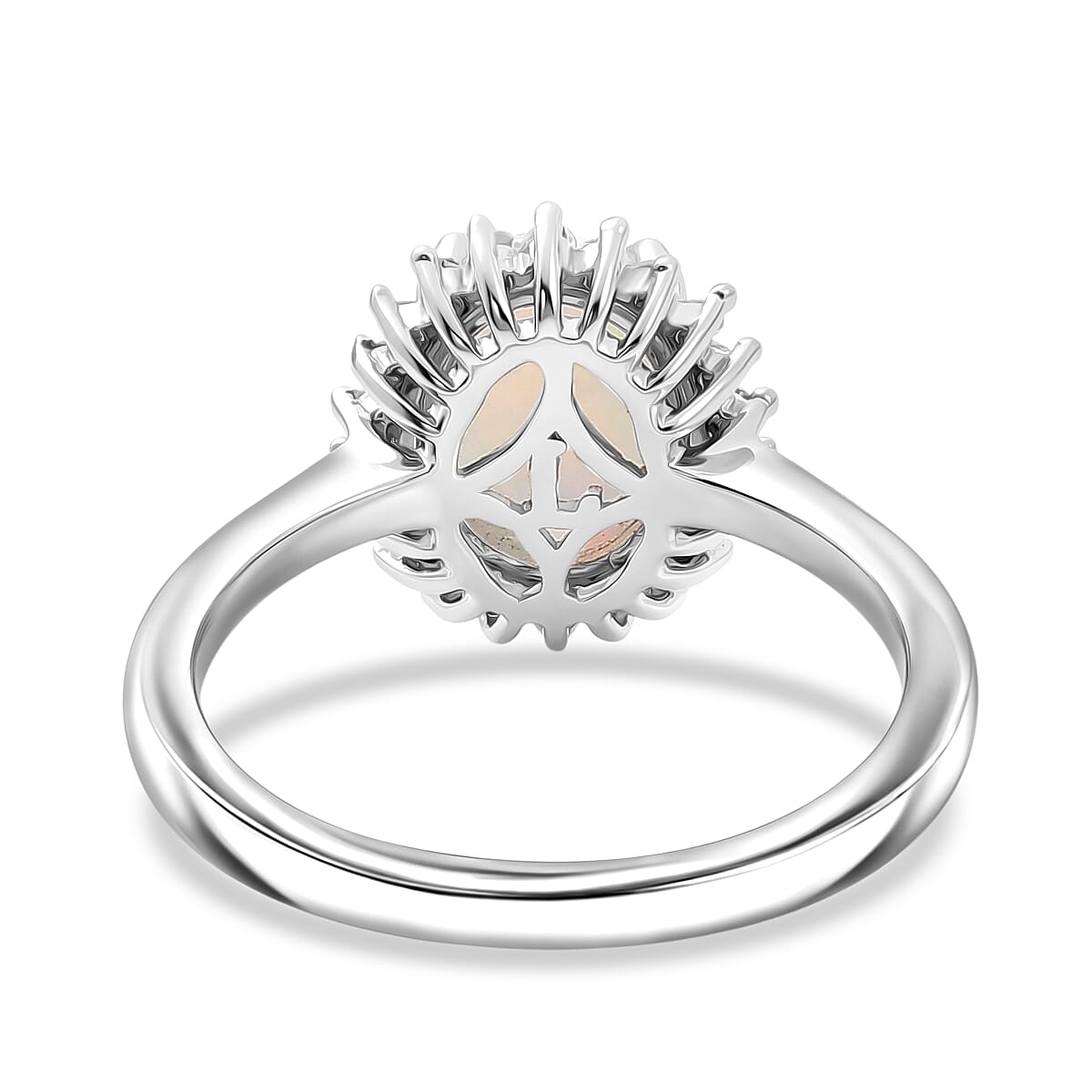 Ethiopian Opal &amp; SI-G/H Lab Grown Diamond Halo Ring in Platinum Overlay Sterling Silver 1.45 Ct. V32539279 5