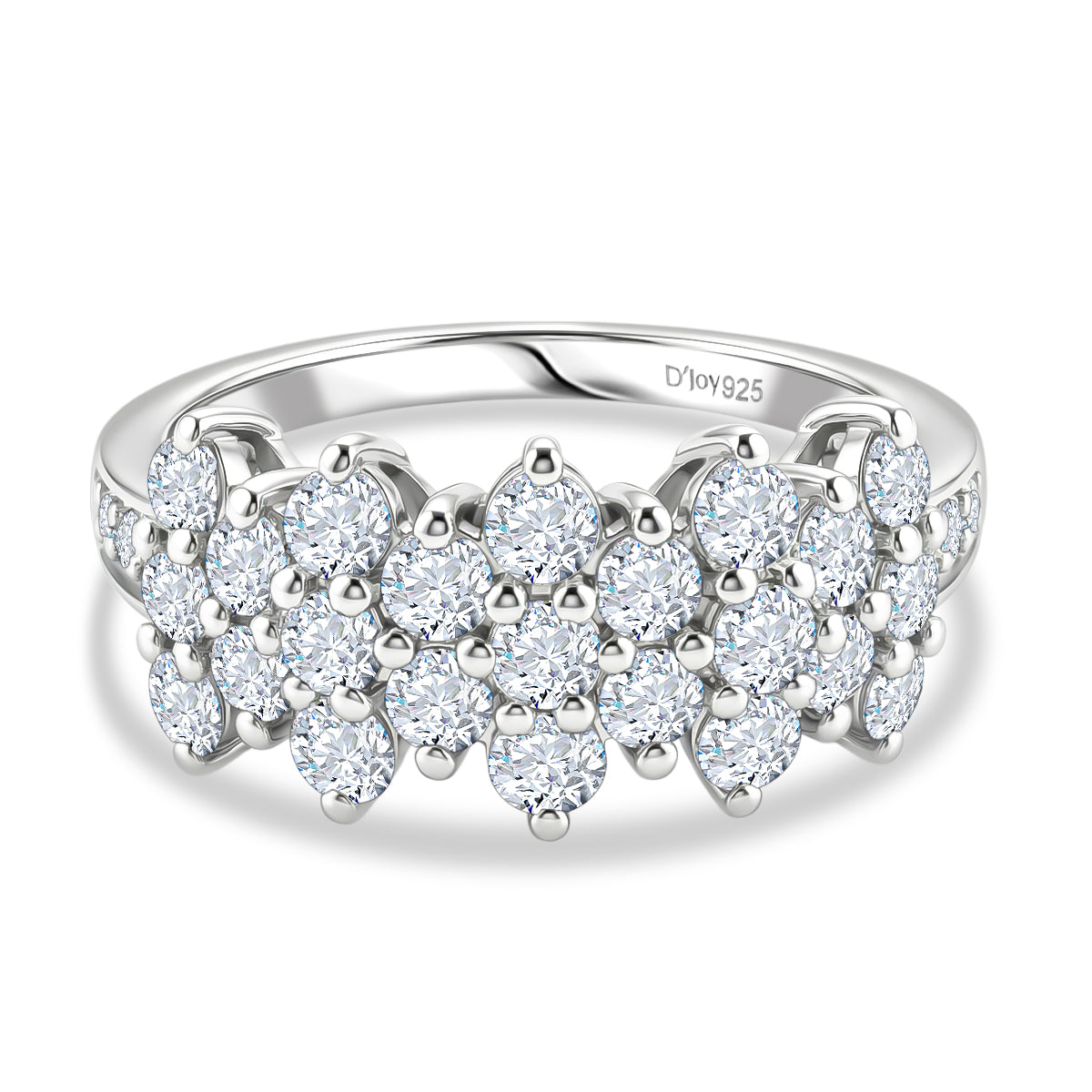 D'Joy - Moissanite Cluster Ring in Platinum Overlay Sterling Silver 1.36 Ct. V32519067 0