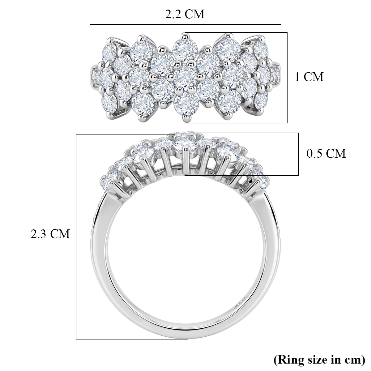 D'Joy - Moissanite Cluster Ring in Platinum Overlay Sterling Silver 1.36 Ct. V32519067 6