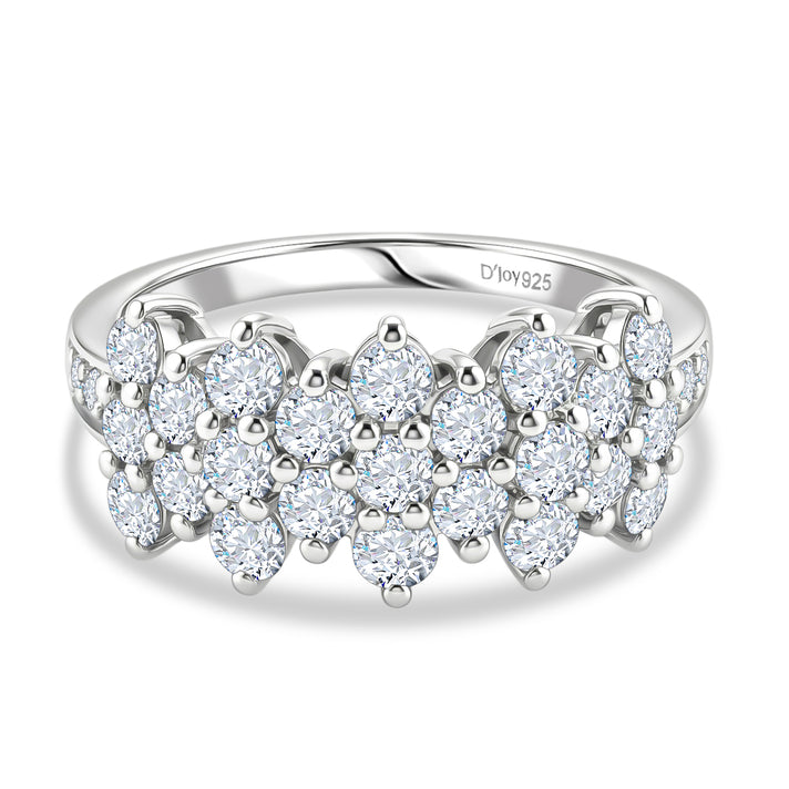 D'Joy - Moissanite Cluster Ring in Platinum Overlay Sterling Silver 1.36 Ct. 8516826 1