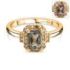 Natural AAA Turkizite (1.16 Ct) & Lab Grown Yellow Diamond (Si) Ring in 18K Gold Vermeil Sterling Silver 1.37 Ct._8516935