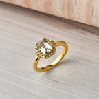 Natural AAA Turkizite (1.16 Ct) & Lab Grown Yellow Diamond (Si) Ring in 18K Gold Vermeil Sterling Silver 1.37 Ct._8516935_2