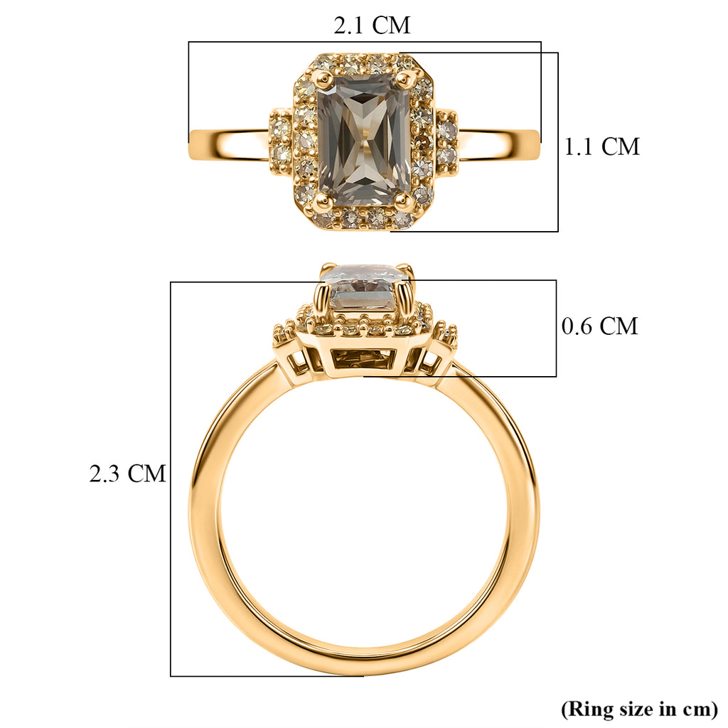 Natural AAA Turkizite (1.16 Ct) & Lab Grown Yellow Diamond (Si) Ring in 18K Gold Vermeil Sterling Silver 1.37 Ct._8516935_5