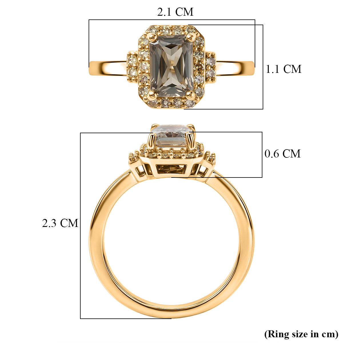 Natural AAA Turkizite (1.16 Ct) &amp; Lab Grown Yellow Diamond (Si) Ring in 18K Gold Vermeil Sterling Silver 1.37 Ct. 8516935 6