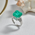 D'Joy Emeraldine Triplet Quartz & White Zircon Solitaire Ring in Rhodium Overlay Sterling Silver 10.00 Ct._8516979_2